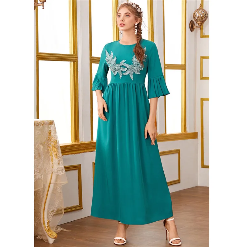

2021 Summer Kaftan Women Muslim Hijab Dress Loose Abaya Dubai Turkish Caftan Islamic Clothing Ethnic Gown Arabic Robe Abayas New