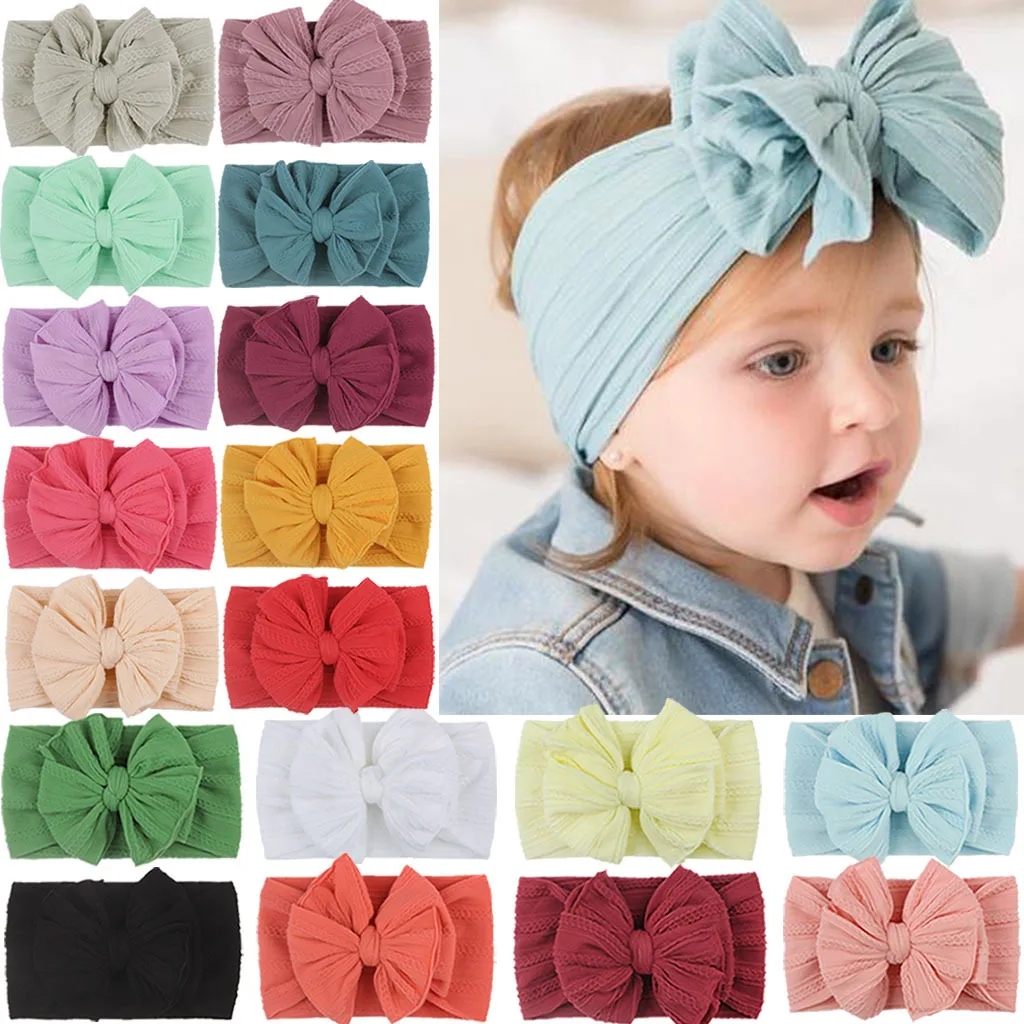

18 Colors Baby Headdress Super Soft Bowknot Headband Nylon Wide Hair Accessories Photo Props Christmas Decoration Kids Gifts