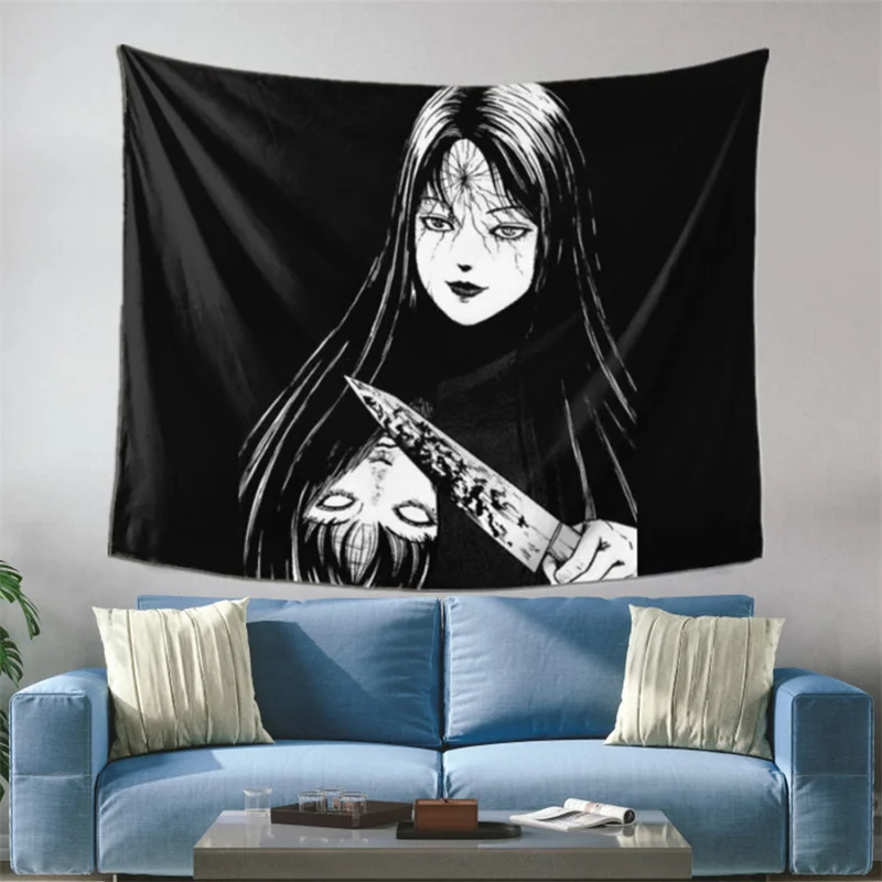 

FFO Junji Ito Japanese Anime Manga Japan Tapestry Hanging Tapiz Wall Tapestries Polyester Soft Plush Blankets Home Decoration