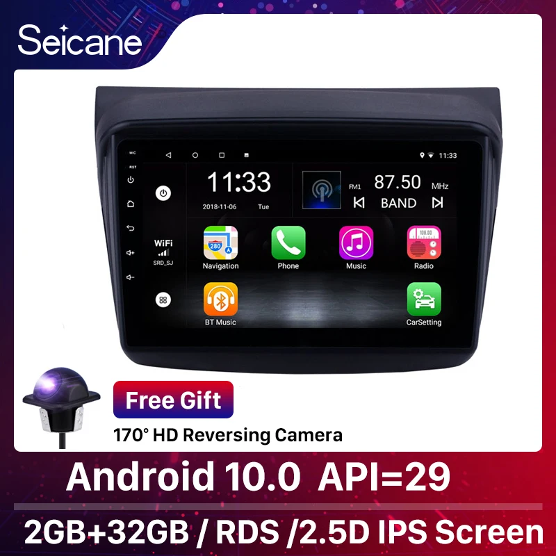 Seicane Android 10 0 RAM 2GB Автомобильный GPS Радио стерео плеер для Mitsubishi Pajero Sport/L200/2006 + Triton/2008