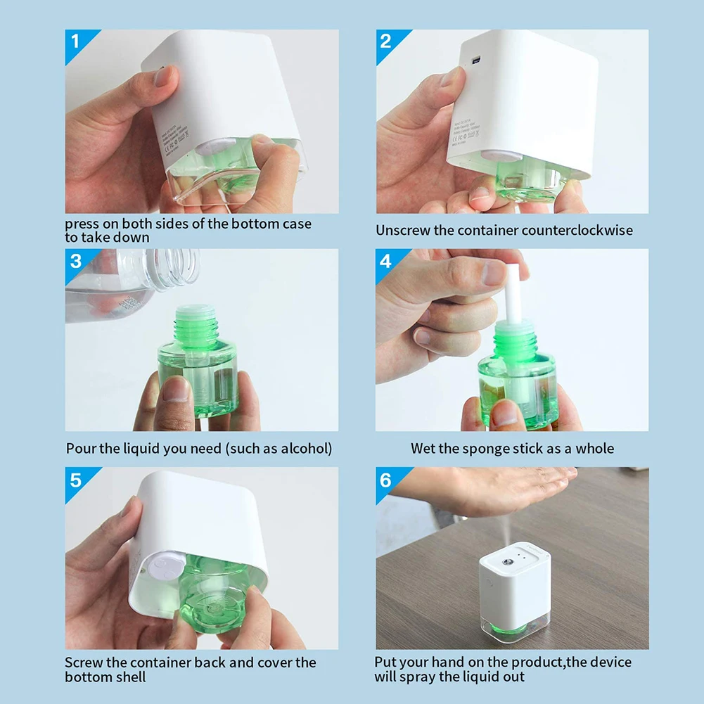 

40mL/h Portable Intelligent Alcohol Disinfector Sprayer Home Automatic Induction Sterilizer 1800mAh Smart USB Soap Dispenser