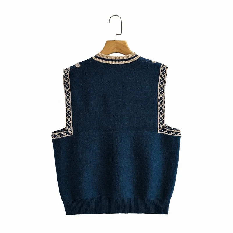 Винтажный вязаный жилет тотем в этническом стиле с геометрическим рисунком