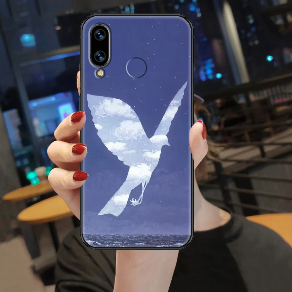 

Magritte Phone case For Huawei Honor 6 7 8 9 10 10i 20 A C X Lite Pro Play black tpu bumper pretty funda fashion coque trend