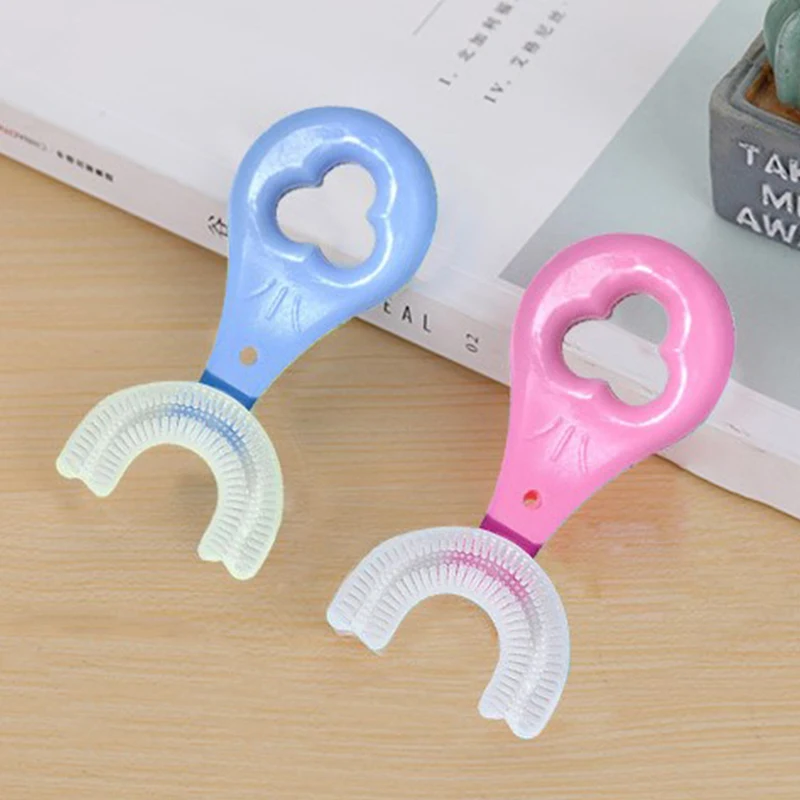 

Cute Kids Toothbrush U-Shape Infant Toothbrush With Handle Silicone Oral Care Cleaning Brush For Toddlers Ages