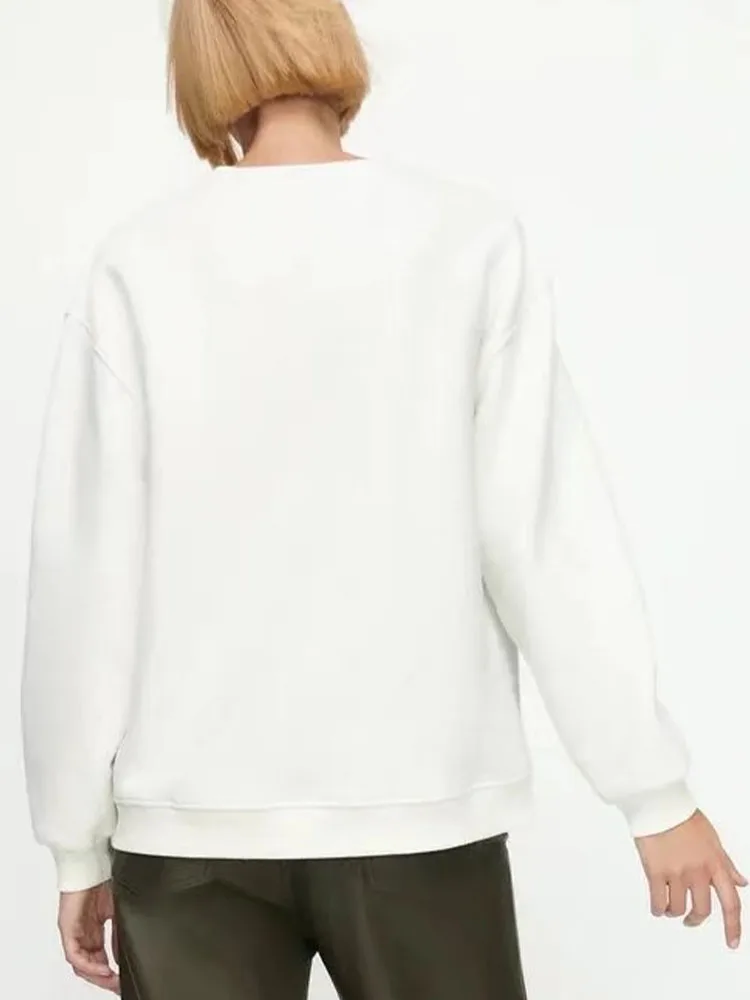 Свитер спортивный свободный с круглым вырезом и длинными рукавами | Женская