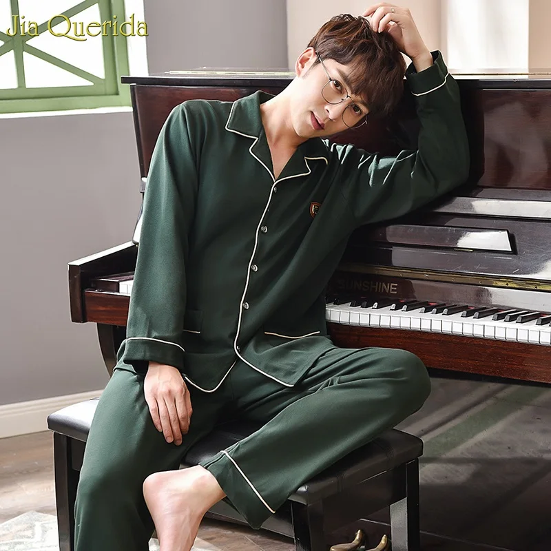 Пижама для мужчин красная элегантная мужская пижама 100% хлопок длинные рукава