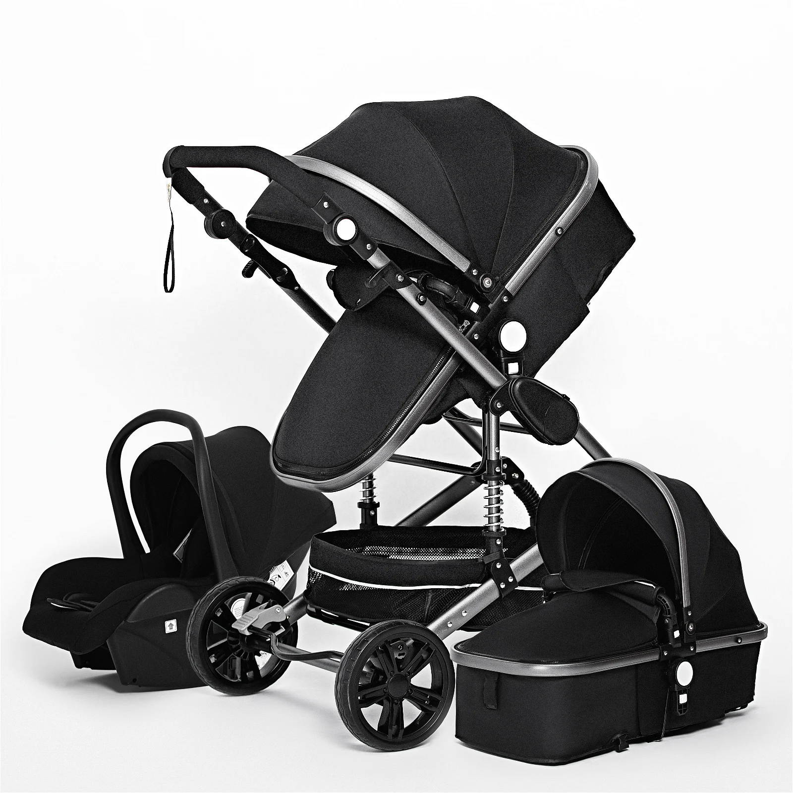 

2021 Baby Stroller 3 In 1 High Landscape Stroller Reclining Baby Carriage Folding Stroller Puchair Newborn Car Aluminum Frame