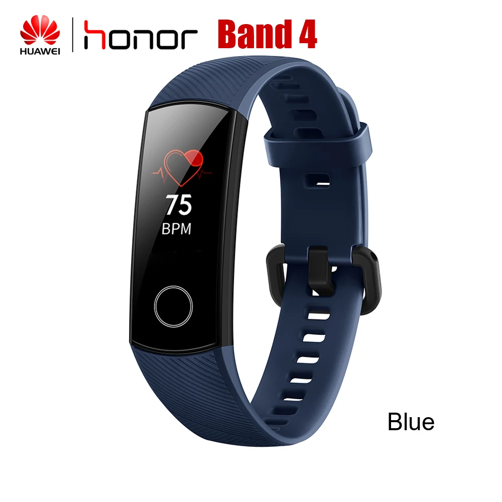 band 4 blue Смарт-браслет huawei Honor Band 5 Amoled цветной 0,9" сенсорный экран для плавания осанка обнаружения пульса трекер сна оснастка - Цвет: band 4 blue