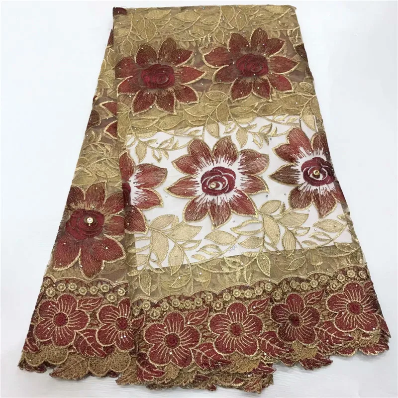 2020 розовая Высококачественная африканская кружевная ткань с большими камнями