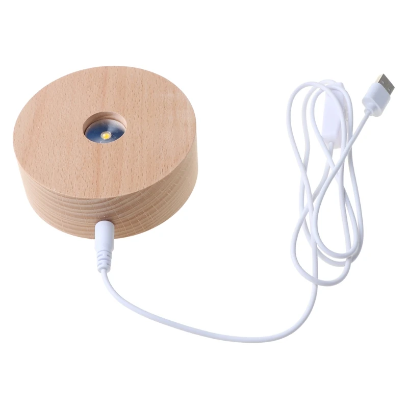 

Wood LED Display Base Resin Art Ornament Wooden Night Lighted Base Stand Crafts