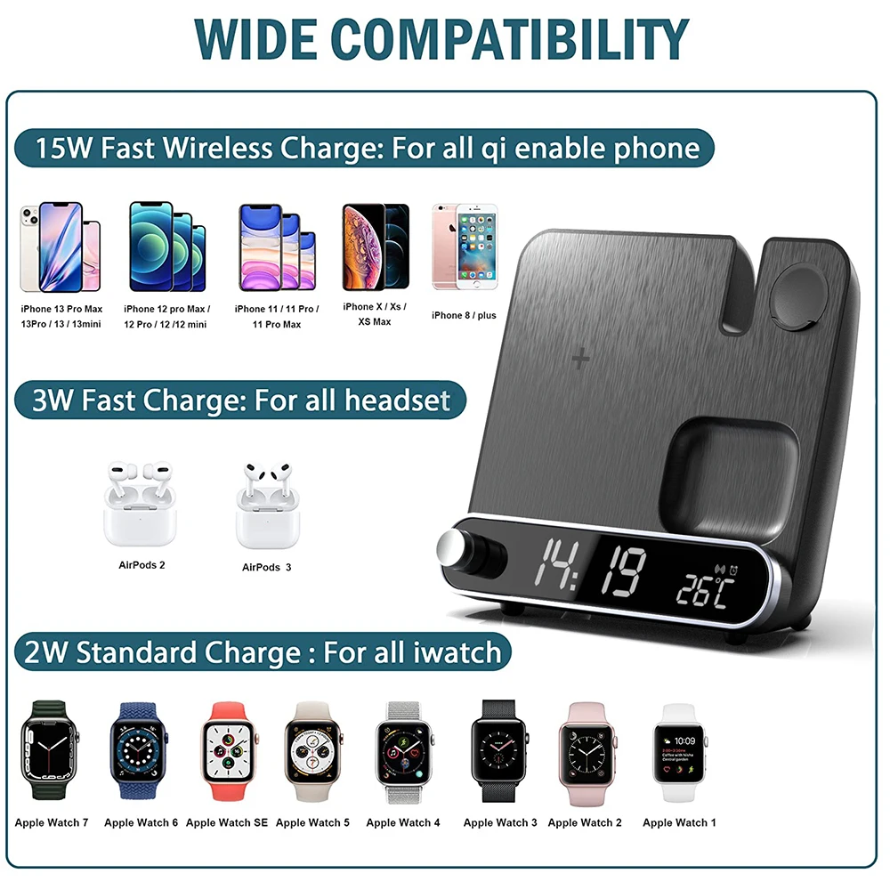 qi 3 in 1 wireless charger for iphone 13 12 11 xs mini pro max iwatch airpods wireless chargers stand fast charging dock station free global shipping