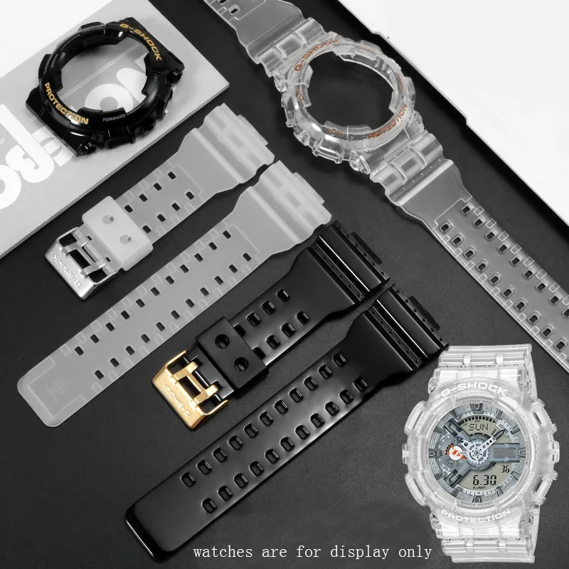 

Yopo силиконовый резиновый ремешок 16 мм прозрачный мужской браслет Сменный ремень для G Shock GA 120 110 100 CR чехол для часов