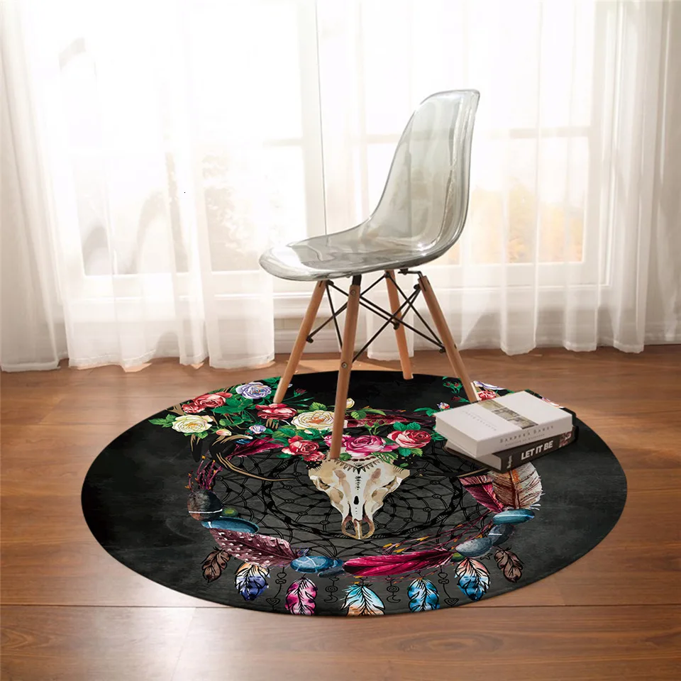Постельные принадлежности Outlet Boho Dreamcatcher круглый ковер племенные рога цветы коврики для гостиной Готический Череп напольный коврик деревенские коврики