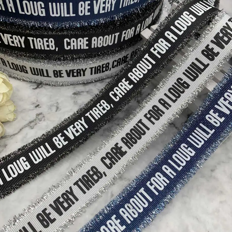 Новинка ковбойская кружевная лента 10 м/лот с белыми буквами синего и черного