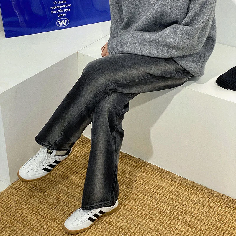 

IEFB Korean Trend Straight Tube Denim Pants Men's Loose Wide Leg Pants Autumn Versatile Ins Fashionable Dedenim Pants Man 9Y5254