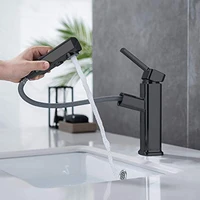 queexu bathroom basin faucets basin mixer sink faucet pull out bathroom water mixer chrome brass modern washbasin faucets black