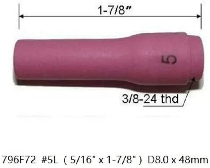 5PK TIG длинная глиноземная керамическая насадка чашка 796F72 #5 для сварочных горелок