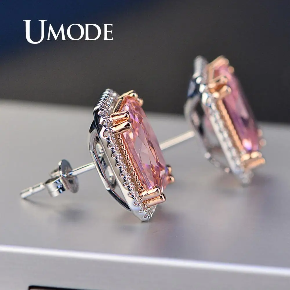 Женские корейские серьги-гвоздики UMODE маленькие серьги с кристаллами из фианита