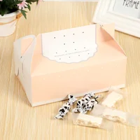 20*13*7.3cm Pink Cake Boxes Candy Cookie Cupcake Kraft Gift Box With Handle Birthday Party Favors 100pcs/lot