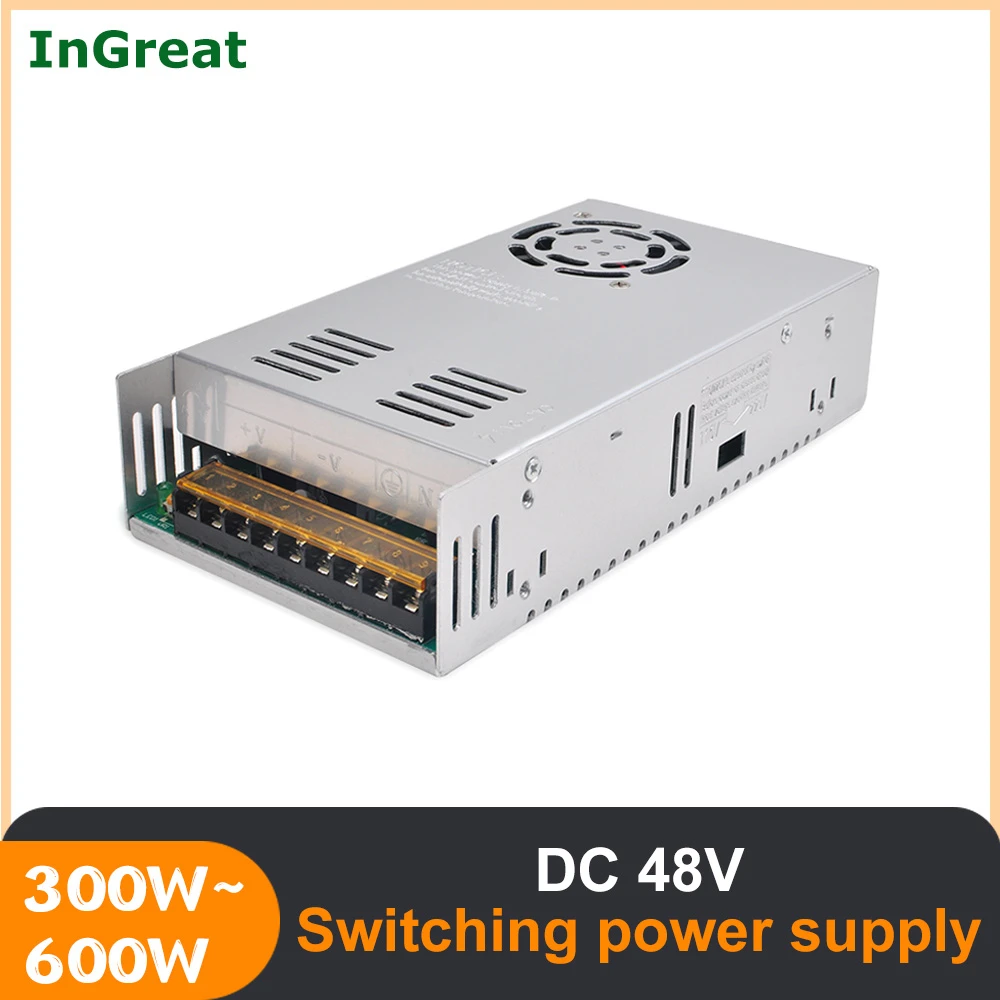 

300W/ 600W 48V Переключая Питание AC 220V-264V постоянного тока 48В 12.5A/6.5A с охлаждающим вентилятором для шаговый мотор сервопривода CNC фрезерный станок