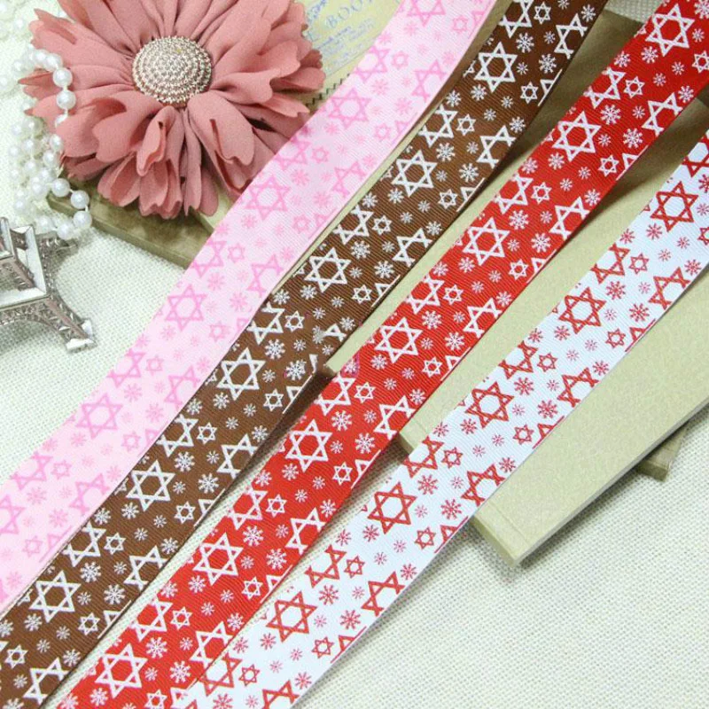 Один ярд шестиугольная звезда печатная лента Рождественская для ремесла