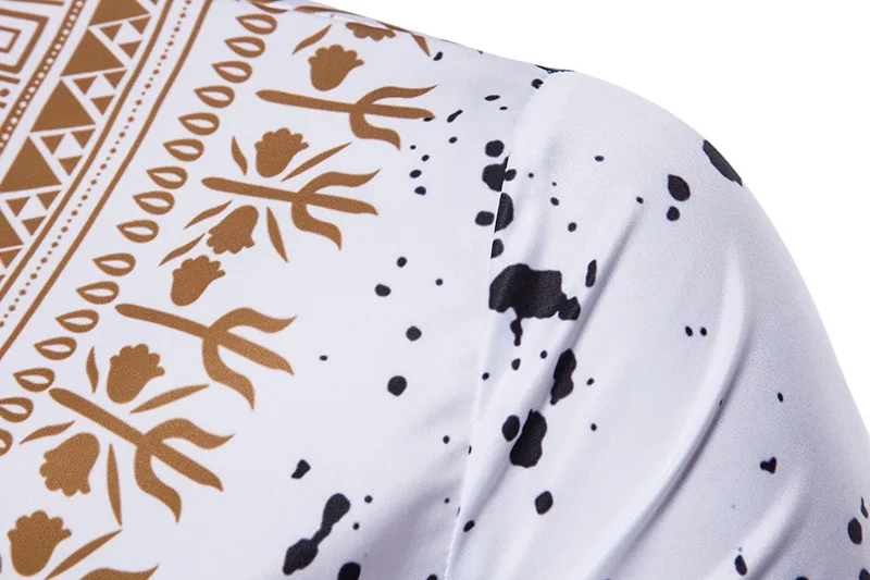 Модная мужская рубашка ZUZK в африканском стиле с принтом коротким рукавом летняя