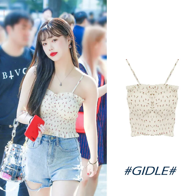 Kpop GIDLE Soyeon same новый летний корейский стиль без бретелек небольшой свежий