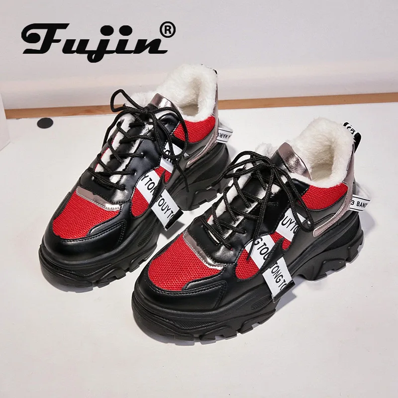 Fujin/женские кроссовки сезон осень-зима Ins плюшевая теплая обувь для отдыха