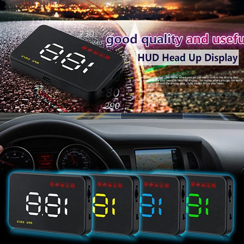 

Автомобильный дисплей на лобовое стекло Hud, универсальный прибор для измерения скорости, с сигнализацией превышения скорости, Стайлинг авт...