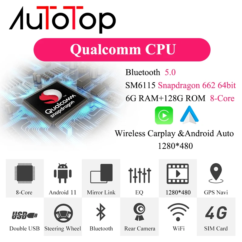 AUTOTOP 6G + 128G Android 11 Авторадио GPS навигация для BMW X5 F15 X6 F16 2014-2019 NBT EVO Snapdragon 662 2Din