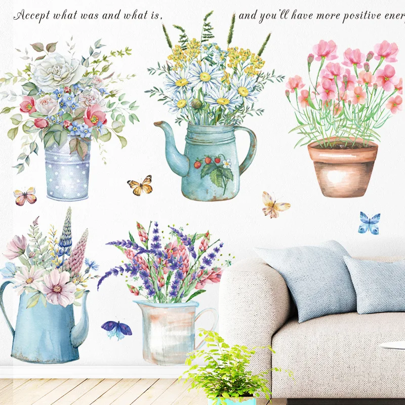 

Creative Flower Potted Wall Stickers for Living room Bedroom Baseboard Removable Wall Decals Art Home Decor Plant Sticker