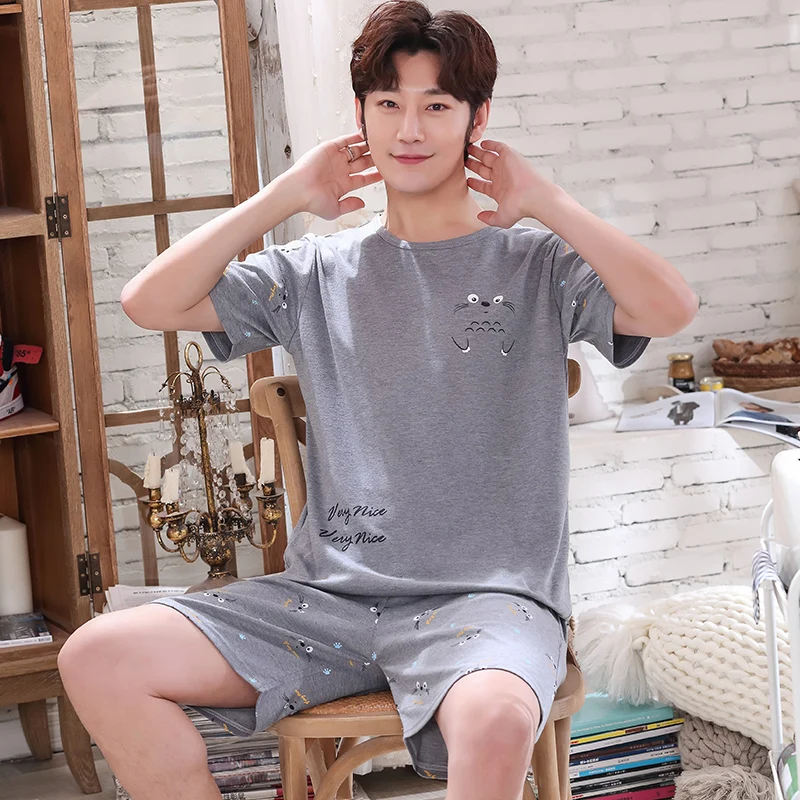 Повседневная одежда для сна с коротким рукавом влюбленных комплект из двух