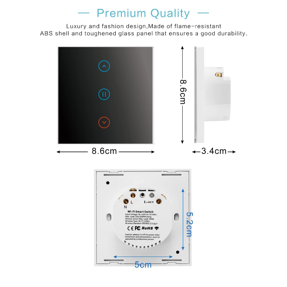 

2pcs 2 way smart wifi dimmer switches dimmable LED light touch switch, 1pcs dimmer module suport Alexa Google Home Voice control