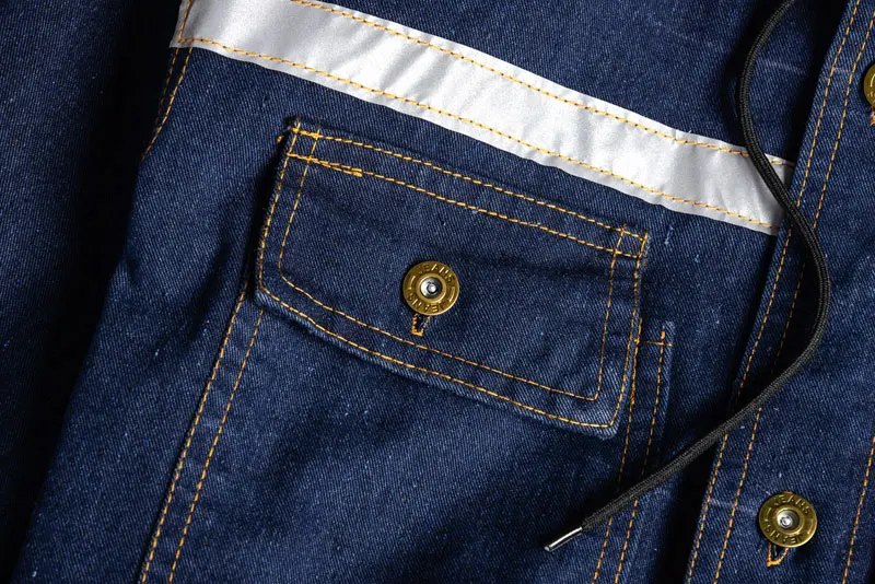 Man Jeans Jumpsuits Bib Overalls Cotton Reflective Strip Hooded Denim Cargo Pants Fashion Leisure Hip Hop Freight Trousers