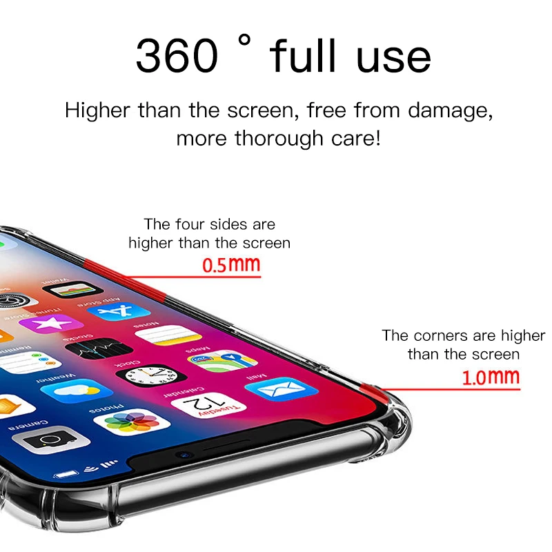 Прозрачный чехол для iPhone Xs Max XR Мягкий противоударный силиконовый X 11 pro max 7 6s 8 Plus