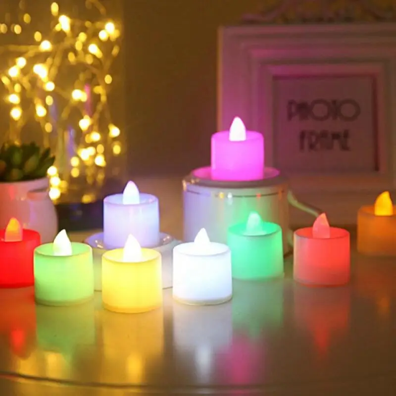 

7 Colors Flameless Votive Candles Battery Operated Flickering Light LED Candle Lamp Light Home Wedding Birthday Party Decoration