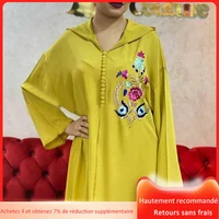embroidery floral dress long dubai muslim women 2021 spring summer fashion hooded long sleeves elegant maxi dresses robe femme