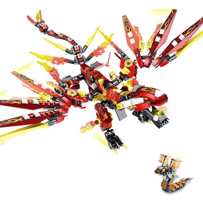 

New 2022 Ninja Legacy Kai’s Fire Red Dragon Building Blocks Kit Bricks Classic Ninja Movie Model Kids Toys For Children Gift