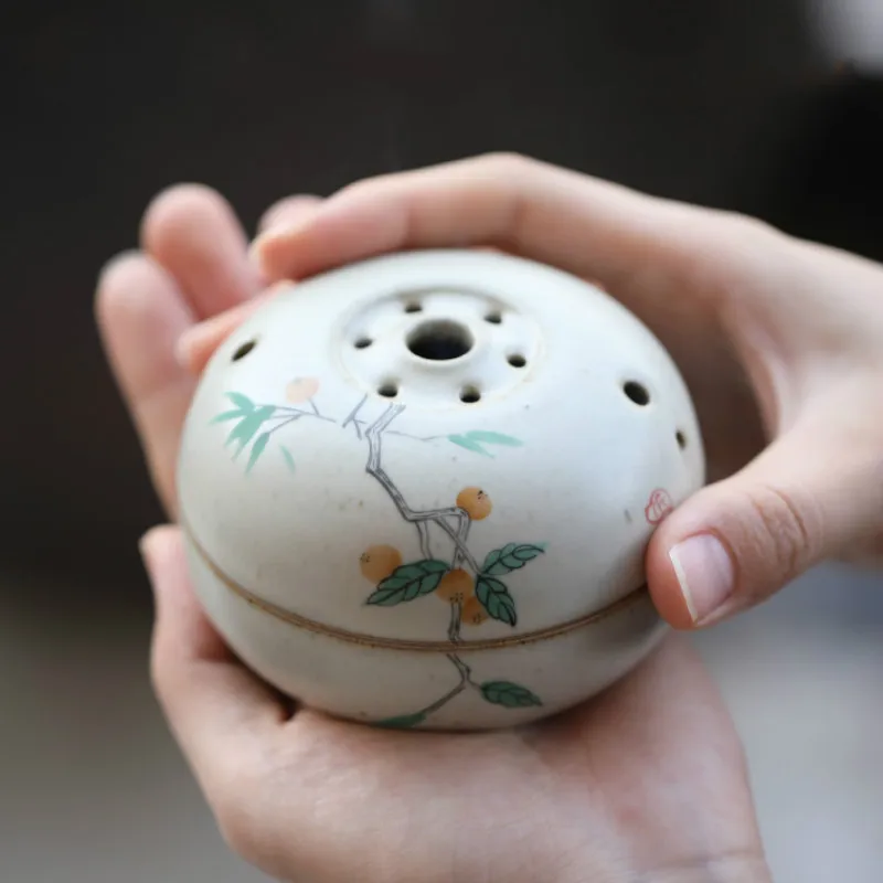 

Small Ceramic Incense Burner Hand Painted Vintage Incense Holder Smoke Decor Aroma Diffuser Stick Encensoir Home Censer AC50NB