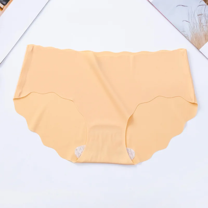 

3 Pieces Of Women's Briefs Lce Silk Seamless Girl Panties Pure Color Breathable Large Size Middle Waist Underwear Ultra-thin