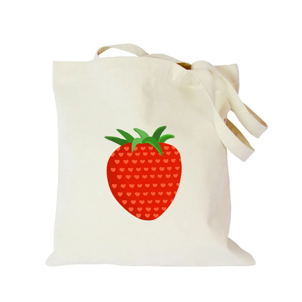 cotton canvas bag 07 Эко хлопок парусина Сумка-тоут Клубника сумка на плечо женская большая хозяйственная сумка складная рекламная милая сумка - Цвет: cotton canvas bag 07