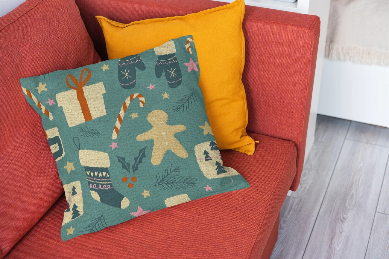 Рождественский подарок Имбирная льняная квадратная наволочка украшение для