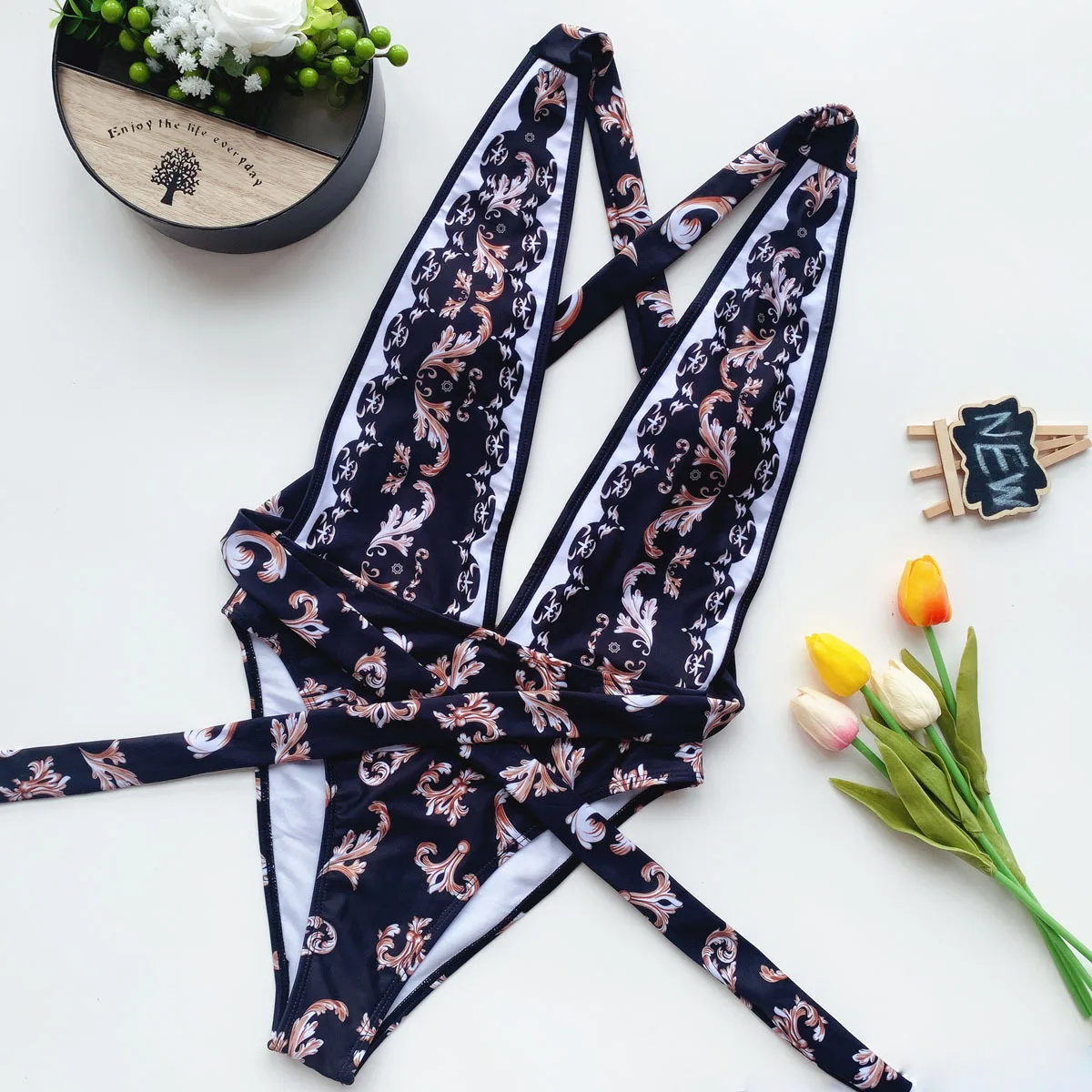 2021 Sexy Plus Size Zipper Print Swimsuit Women One Piece Swimwear Female Vintage Push up Swimming for Monokini Bathing Suit | Спорт и