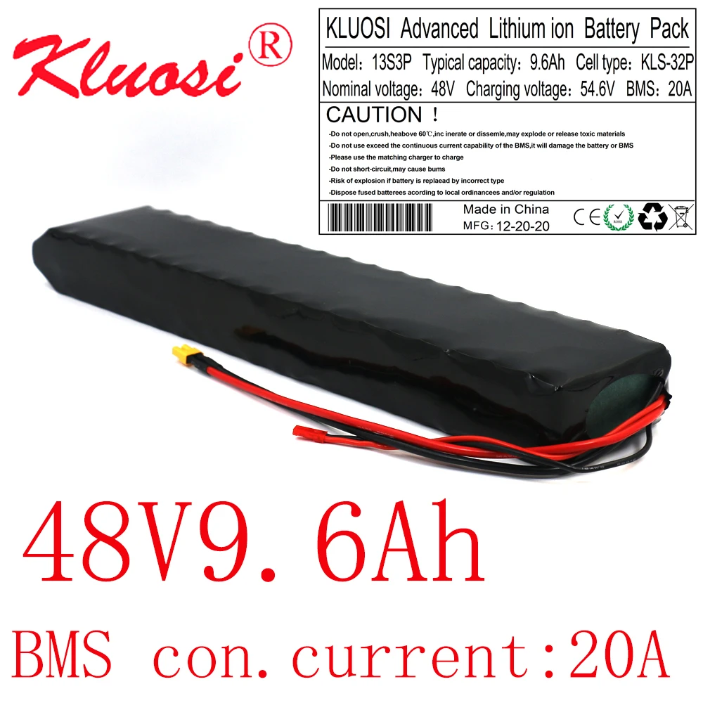 

Литиевая аккумуляторная батарея KLUOSI 13S3P, 48 В, 54,6 а/ч, 10 А/ч, 250 В, встроенная батарея 20 А, BMS для скутеров и электровелосипедов 450 Вт, 550 Вт, 750 Вт