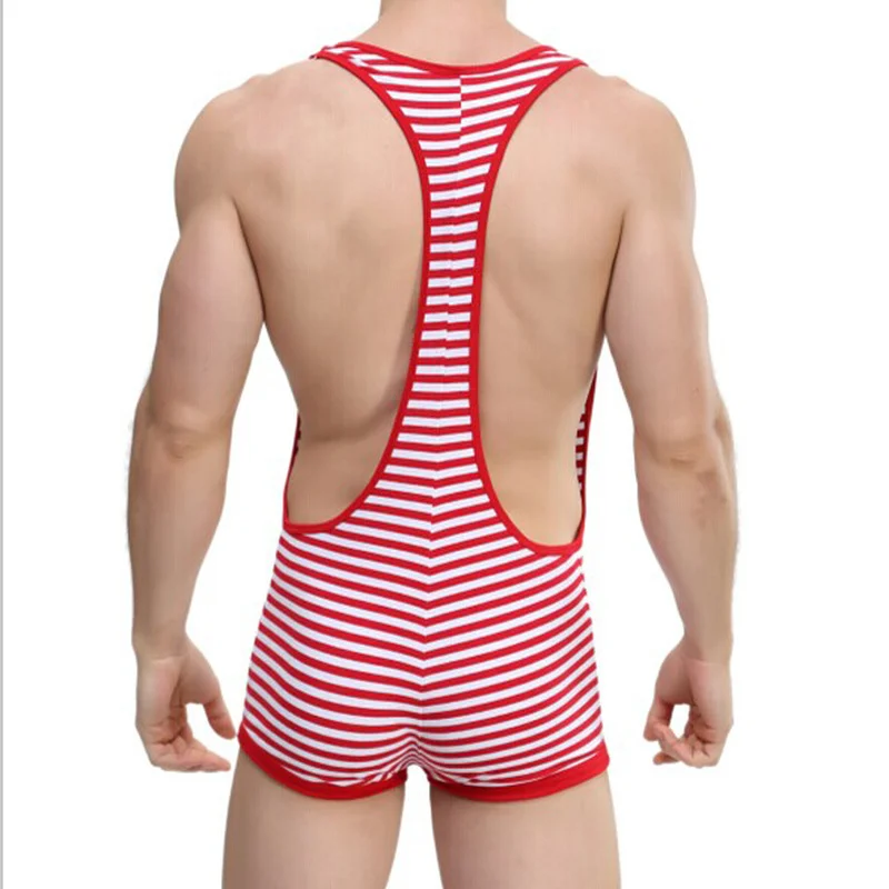 Мужское боди бандаж полосатая Сексуальная Сумочка для пениса нижнее белье