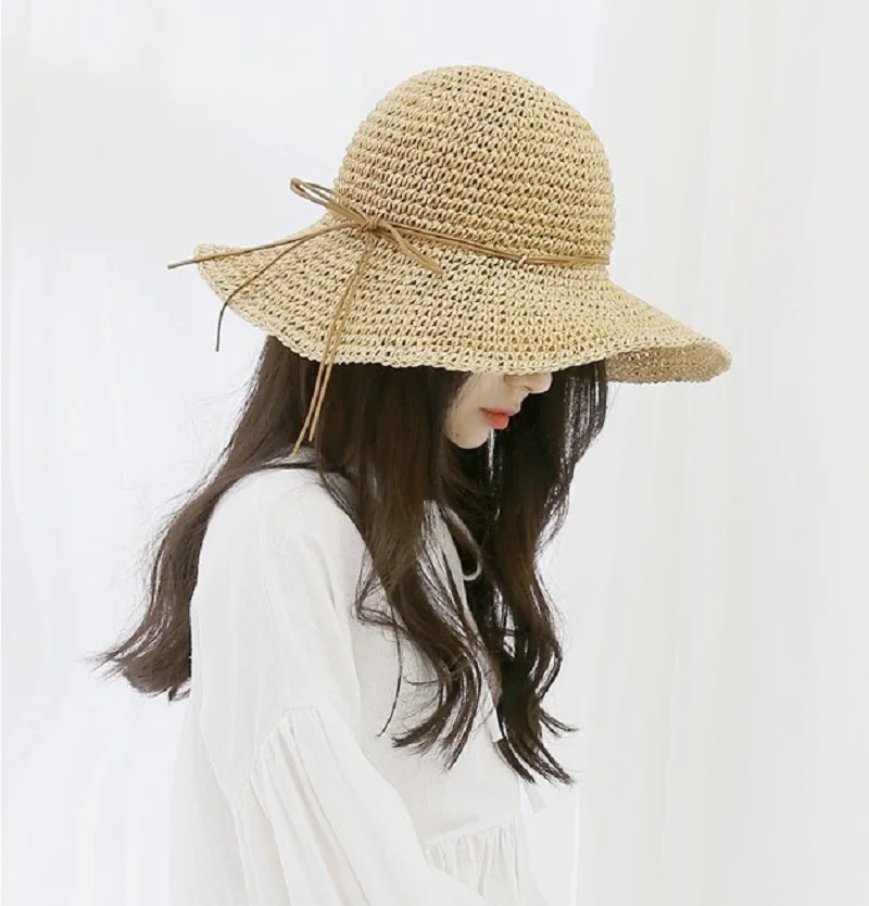 

Panama Hat Simple Foldable Wide Brim Floppy Girls Straw Hat Sun Hat Beach Women Summer Hat UV Protect Travel Cap Lady Cap 2020
