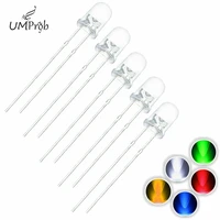 100pcslot 5 colors 3mm ultra bright emitting diode dides round water clear greenyellowbluewhitered led light lamp