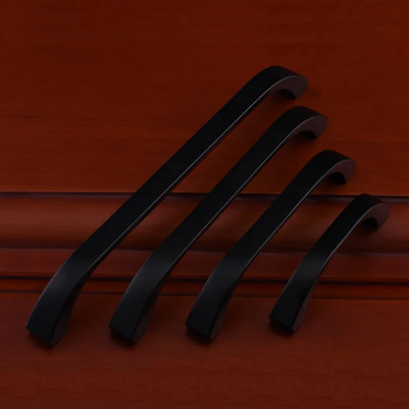 

Antique black 64 96,128,160 mm modern simple fashion furniture handle black kitchen cabinet wardrobe dresser door handle