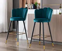 Best Seller Modern Green Velvet Fabric Upholstery Floral Back Bar Chair Counter Stool