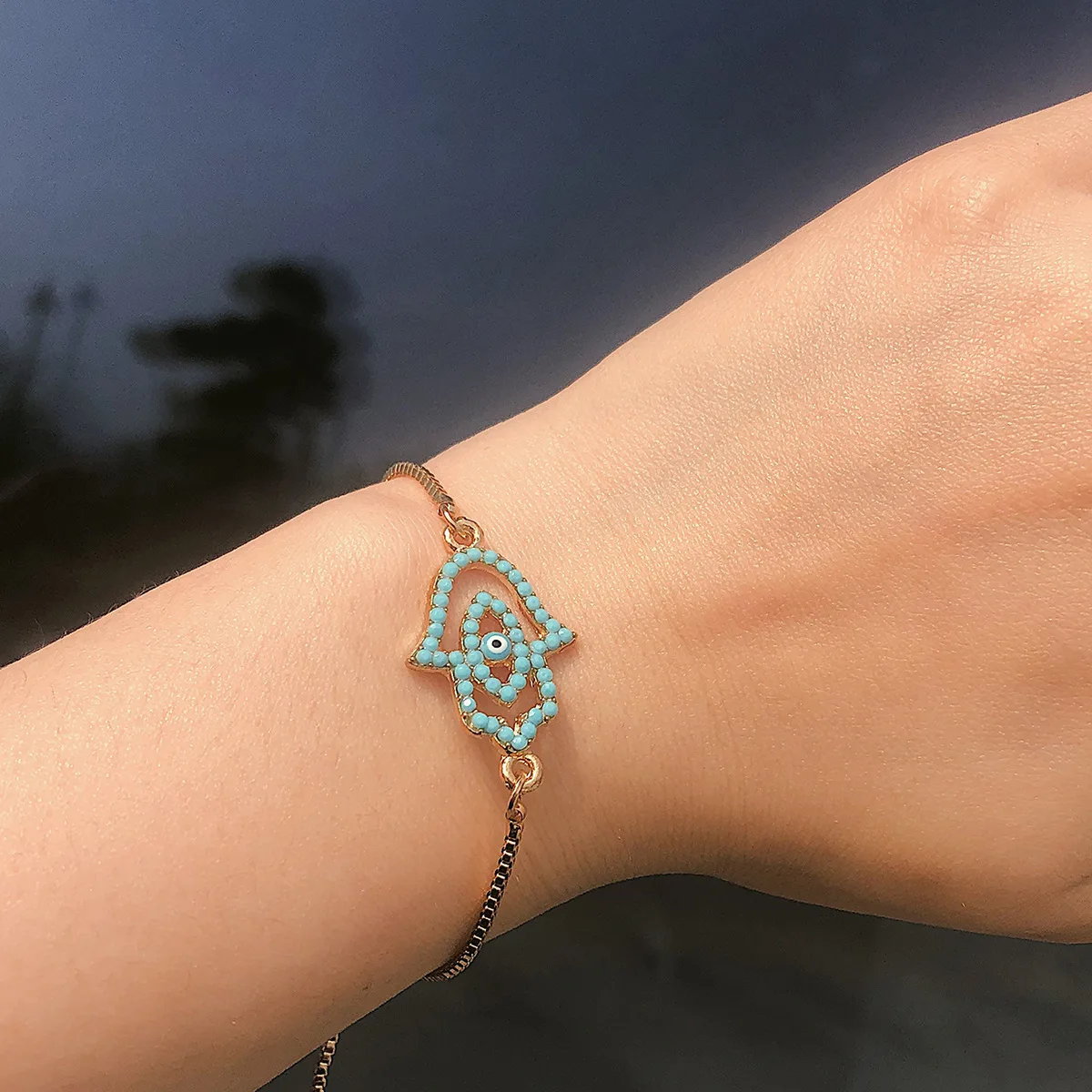 Europe and America Ornament Fashion Creative New Style Inlaid Hand Jewelry Simple Metal Bergamot Eyes Bracelets Women's |